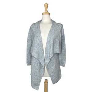 P MICHAEL Cardigan Small Gray Long Sleeve Open Front Cape Button Shawl Grey